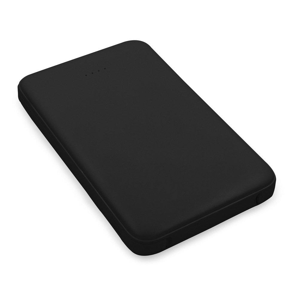 Power bank 5000 mAh ze zintegrowanymi kablami, adapter w komplecie | Presley Czarny V0905-03 (4)