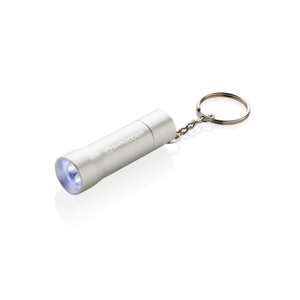 Brelok do kluczy z aluminium z recyklingu, latarka Flash Szary P514.0402 (5)