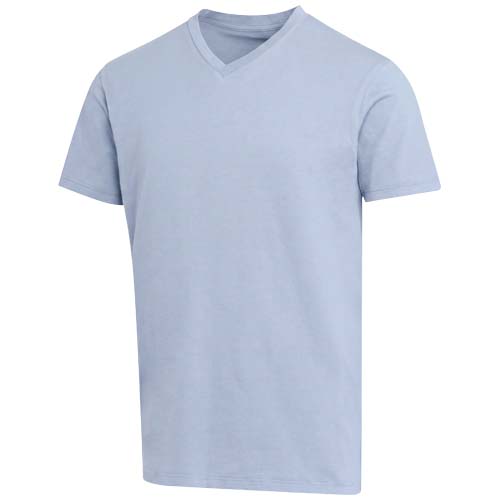 Balfour organiczna koszulka unisex z krótkim rękawem i dekoltem w serek, wykonana z materiału o gramaturze 200 g/m², z certyf Niebieski mgła 3966550A 