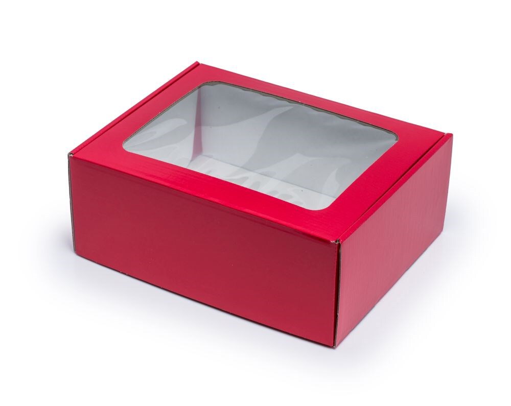 Pudełko z oknem  25x20x10 Czerwony OGBOX003RED 