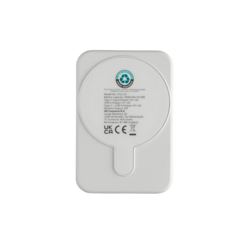 Magnetyczny bezprzewodowy power bank 5000 mAh, 5W Stellar Biały P322.5903 (3)