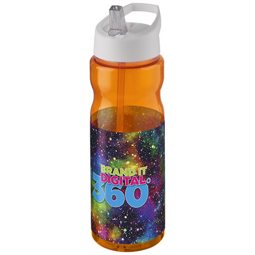 Bidon H2O Base® o pojemności 650 ml z wieczkiem z słomką Pomarańczowy-Biały 21004934 (1)