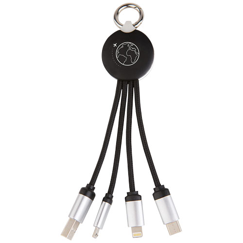 Kabel z podświetlonym logo 3w1 z brelokiem - SCX.design C16 Czarny-Biały 2PX00290 (4)
