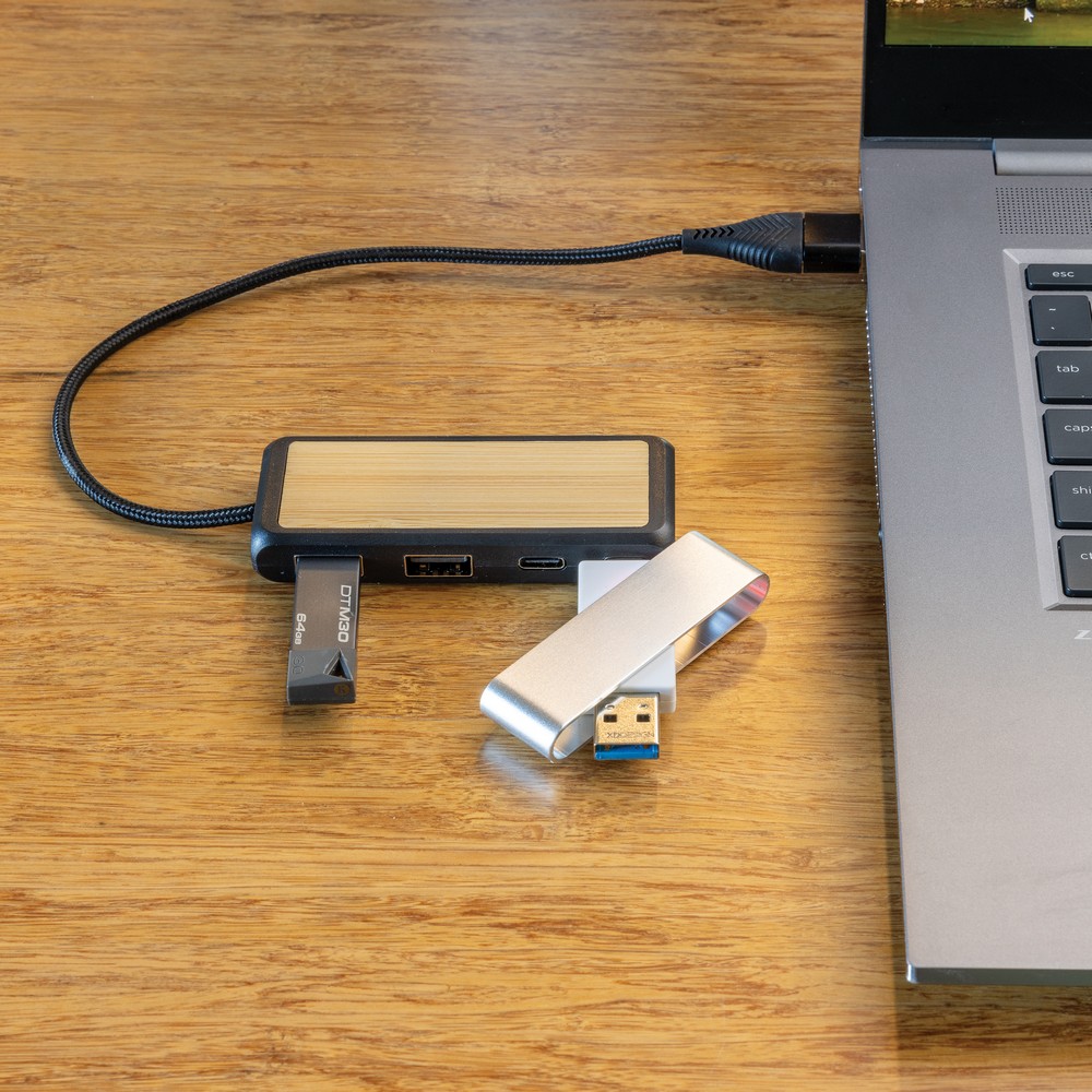 Hub USB, plastik z recyklingu Czarny P308.5601 (3)