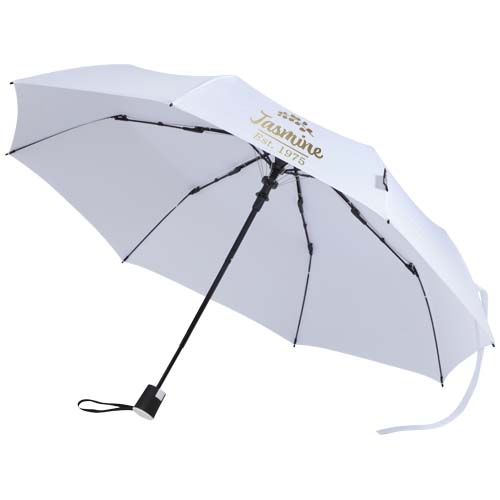 Składany parasol Agnes 21 cali z funkcją automatycznego otwierania, wykonany z tworzywa RPET Biały 13015701 (1)
