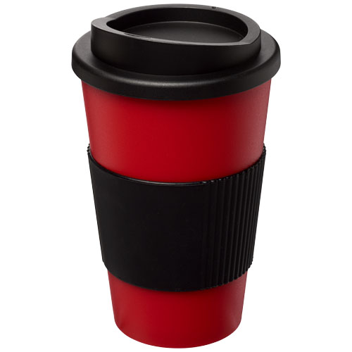 Kubek termiczny z serii Americano® o pojemności 350 ml z uchwytem Czerwony-Czarny 21000216 
