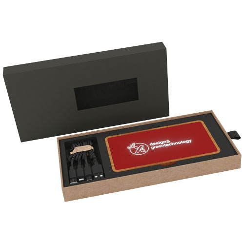 SCX.design P36 podświetlany bezprzewodowy powerbank 5000 mAh Średnia czerwień-Drewniany 2PX05921 