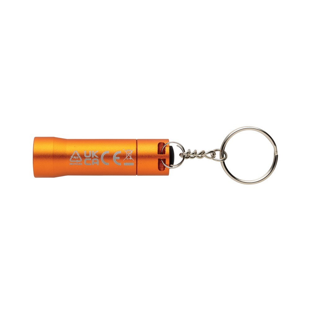Brelok do kluczy z aluminium z recyklingu, latarka Flash Pomarańczowy P514.0408 (2)