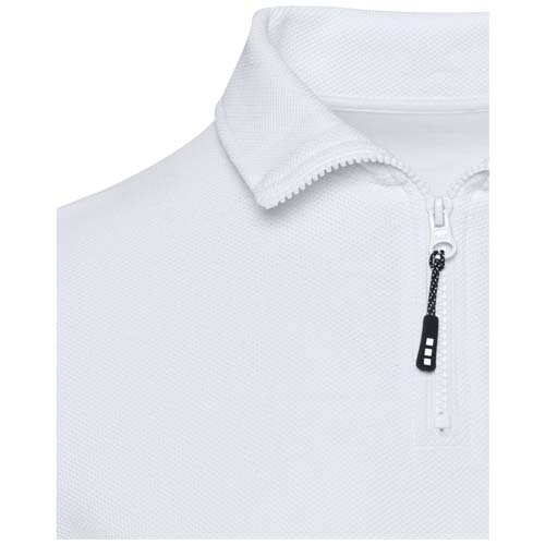 Zeus koszulka polo z zamkiem do połowy i długimi rękawami, uniseks Biały 39551010 (4)