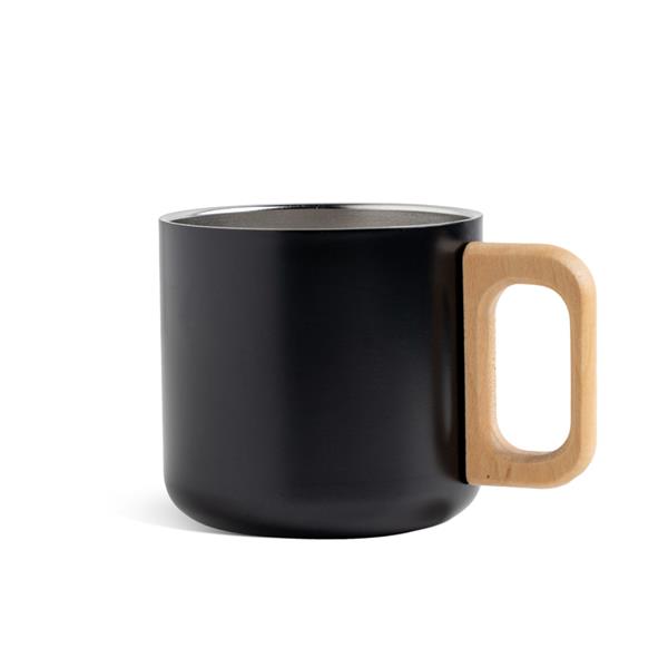 Gadżet reklamowy - Kubek ze stali nierdzewnej o podwójnych ściankach o pojemności 350 ml, drewniany uchwyt / Neosteel