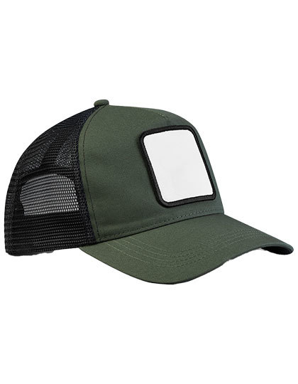 Czapka Truckerka 5-panelowa Bawelniano-poliestrowa - Black & Stone Olive Green CB636-785181 