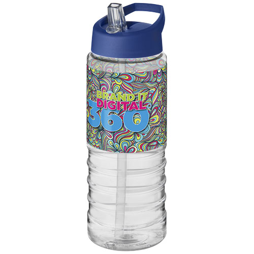 Bidon H2O Treble o pojemności 750 ml z wieczkiem z dzióbkiem Przezroczysty-Niebieski 21087706 (1)