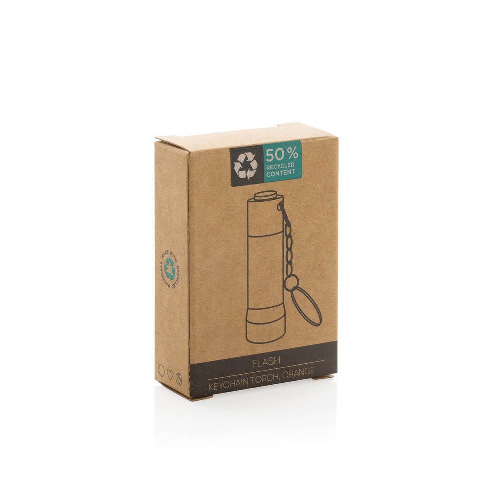 Brelok do kluczy z aluminium z recyklingu, latarka Flash Pomarańczowy P514.0408 (9)