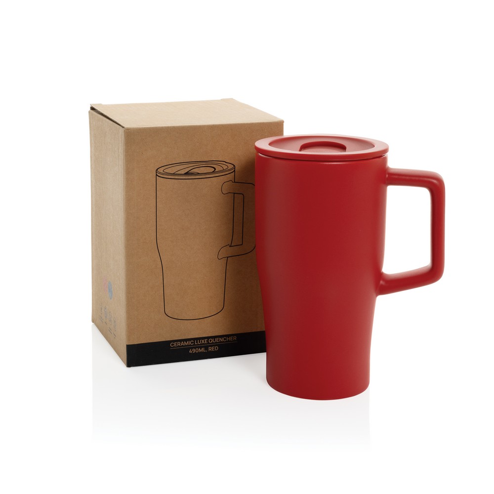 Ceramiczny kubek podrożny 490 ml Czerwony P437.2204 (8)