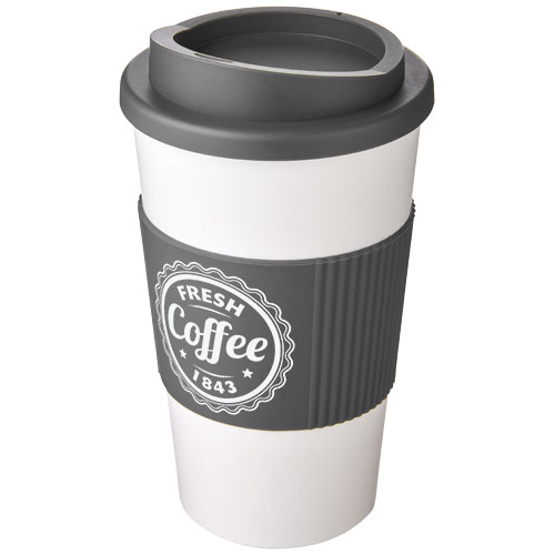 Kubek termiczny z serii Americano® o pojemności 350 ml z uchwytem Biały-Szary 21000232 (1)