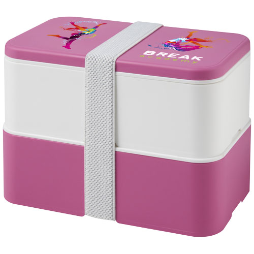 MIYO dwupoziomowe pudełko na lunch Różowy-Biały-Biały 21047004 (1)