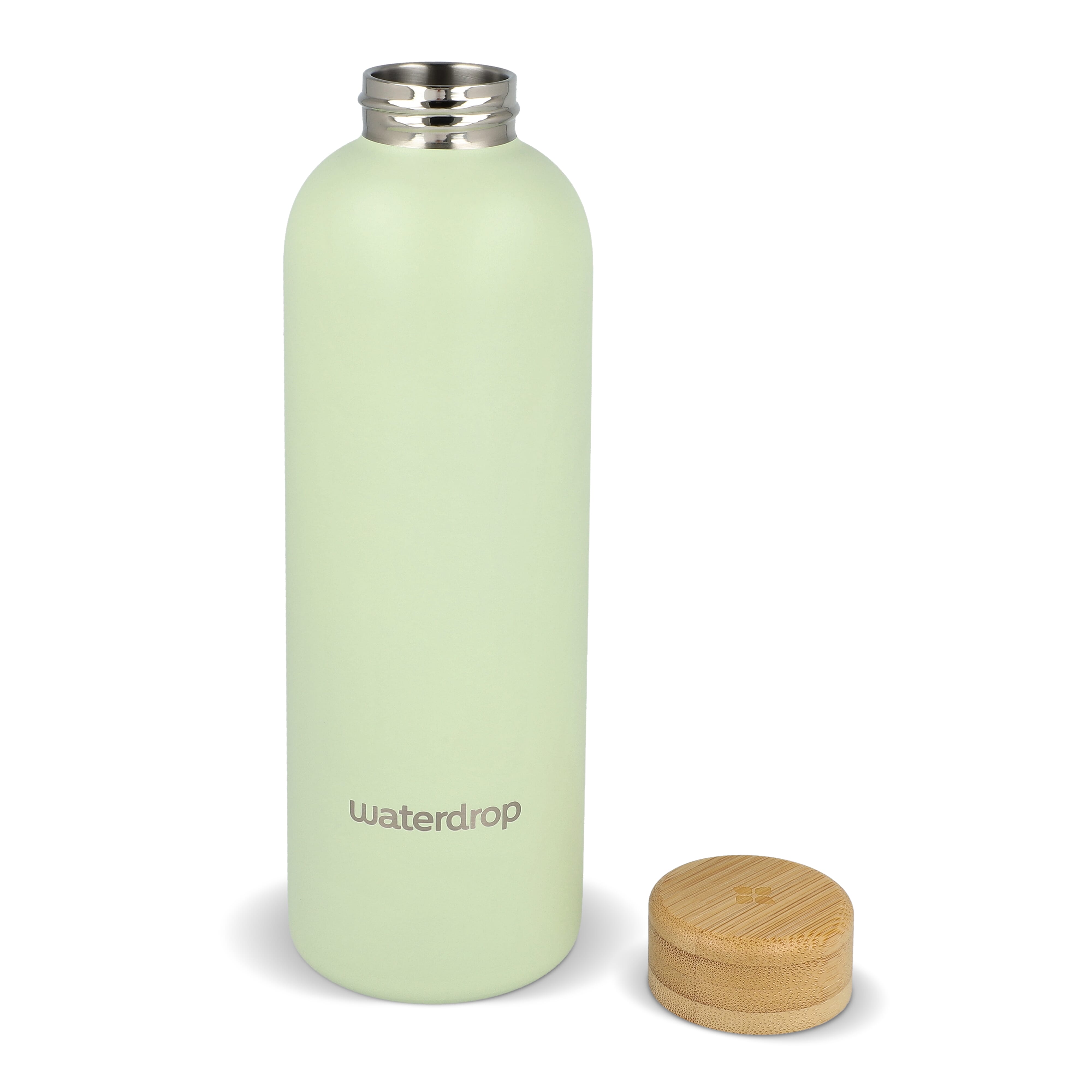 Butelka ze stali nierdzewnej Waterdrop z bambusową nakrętką 600 ml Ciemnobrązowy / zielony LT47002-N5031 (6)