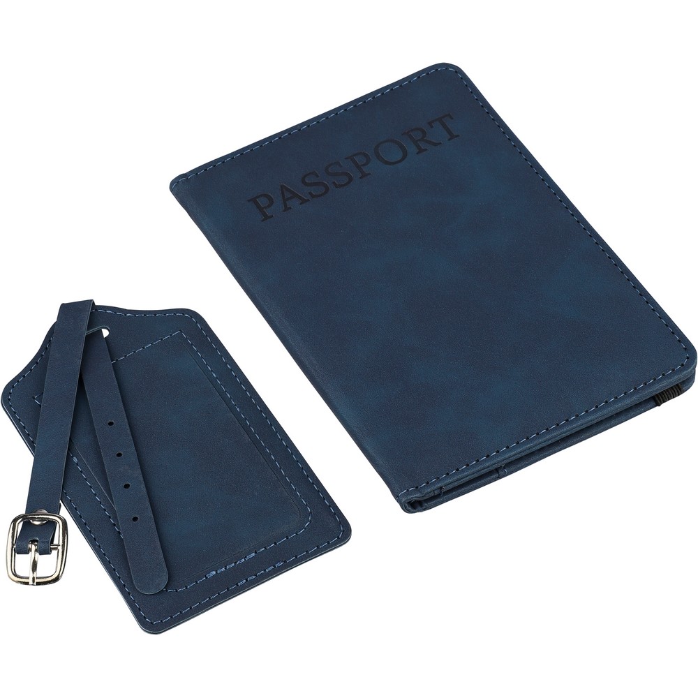 Etui do paszportu, zawieszka do bagażu Niebieski VB183-11 