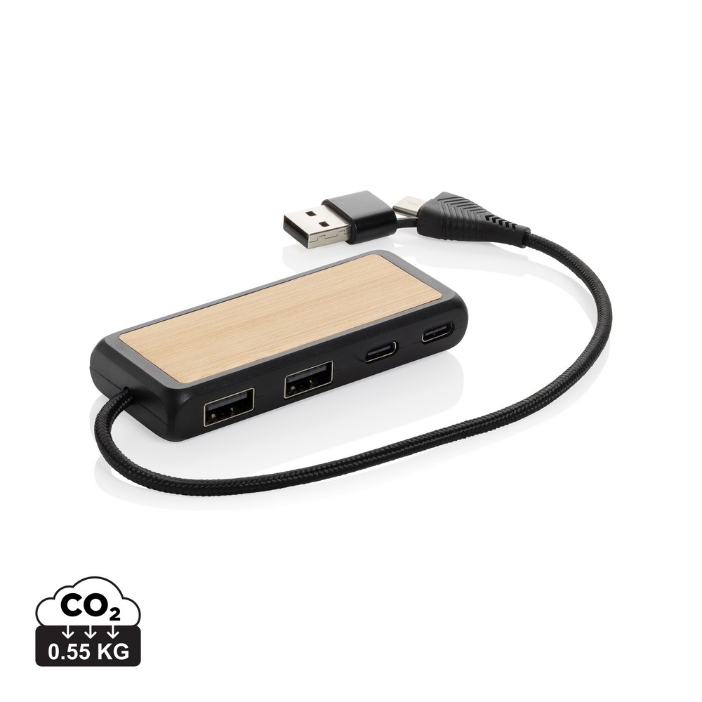 Hub USB, plastik z recyklingu Czarny P308.5601 (4)