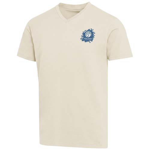 Balfour organiczna koszulka unisex z krótkim rękawem i dekoltem w serek, wykonana z materiału o gramaturze 200 g/m², z certyf Piaskowiec 3966506A (1)