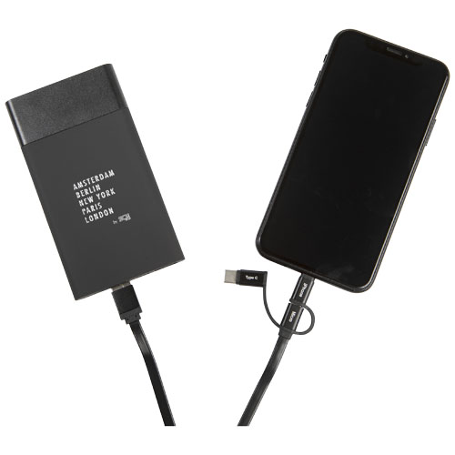 Powerbank Clever z podświetlanym logo  - SCX.design P20 Czarny-Biały 1PX01900 (3)