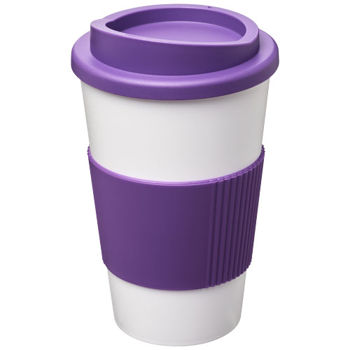 Kubek termiczny z serii Americano® o pojemności 350 ml z uchwytem Biały-Fioletowy 21000213 