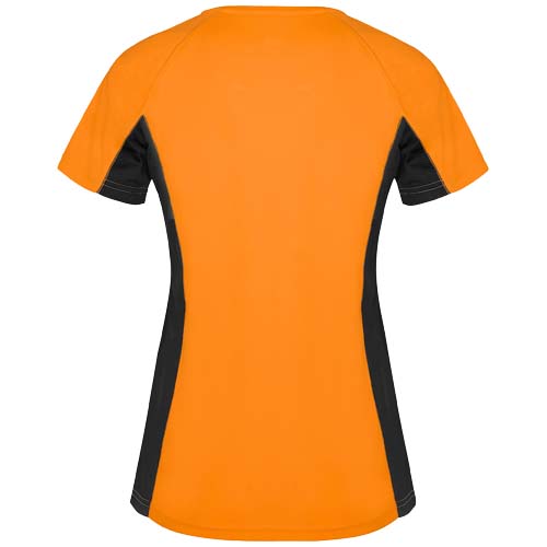 Shanghai sportowa koszulka damska z krótkim rękawem Fluorescencyjna pomarańcz-Czarny R66489A1 (2)
