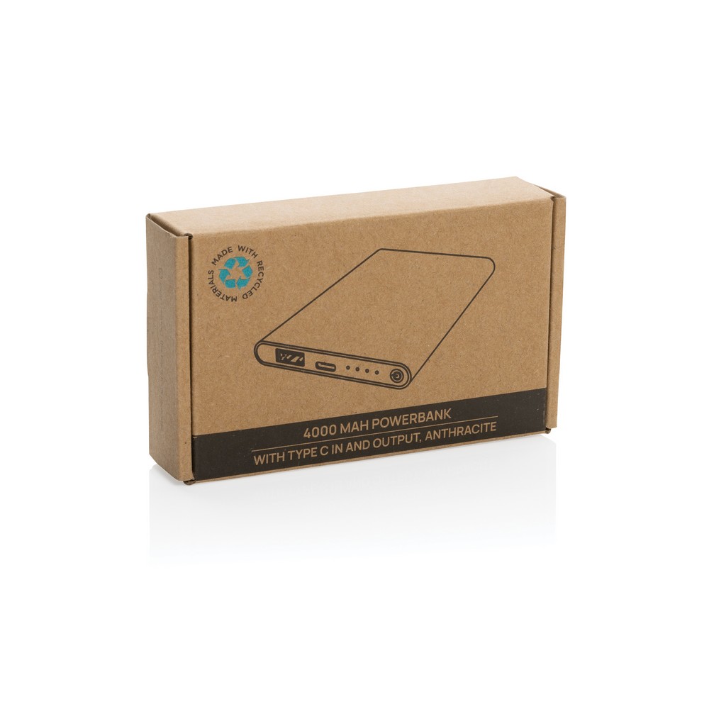 Power bank 4000 mAh z aluminium z recyklingu Szary P322.420 (10)