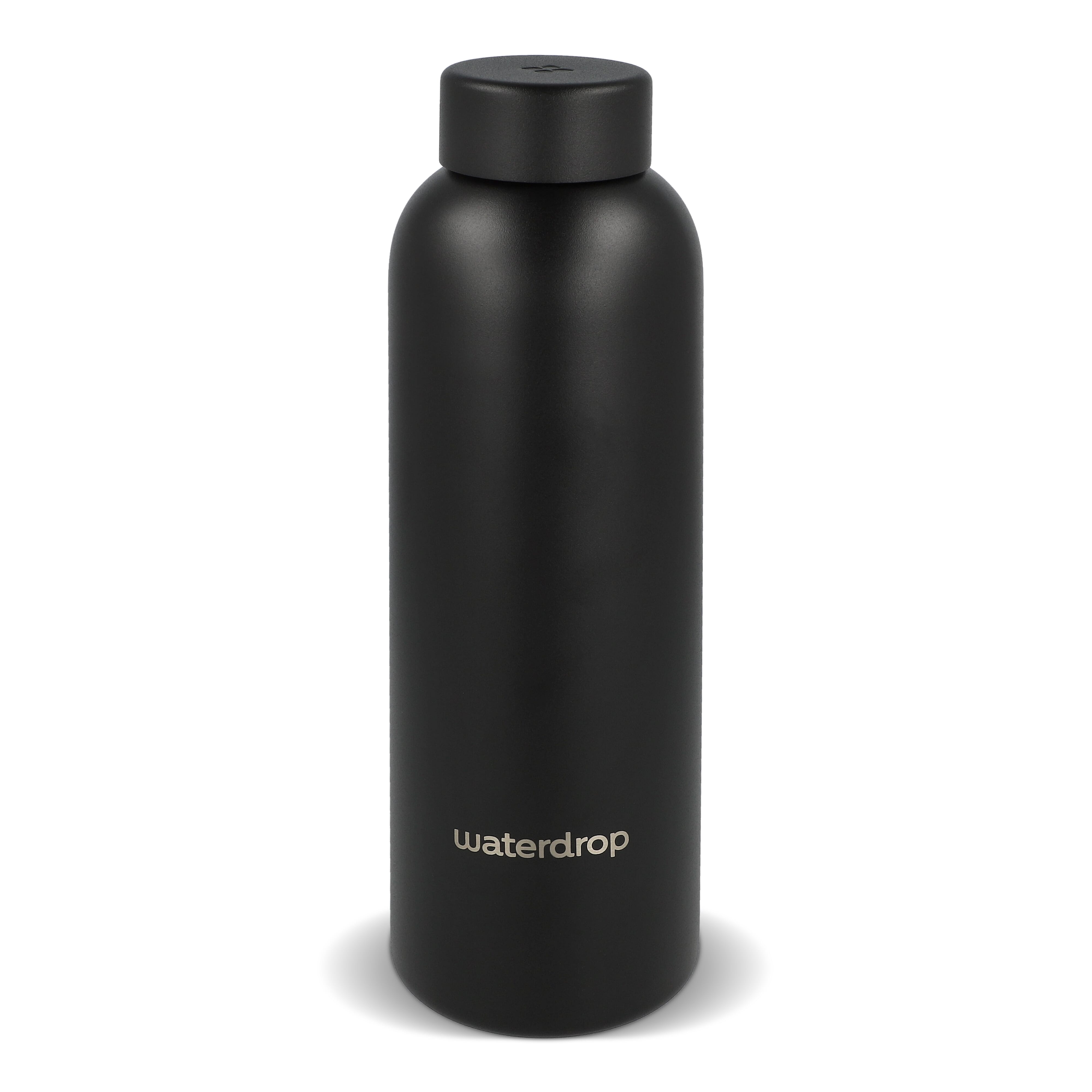 Butelka ze stali nierdzewnej Waterdrop ze stalową nakrętką 600 ml Czarny LT47001-N0002 