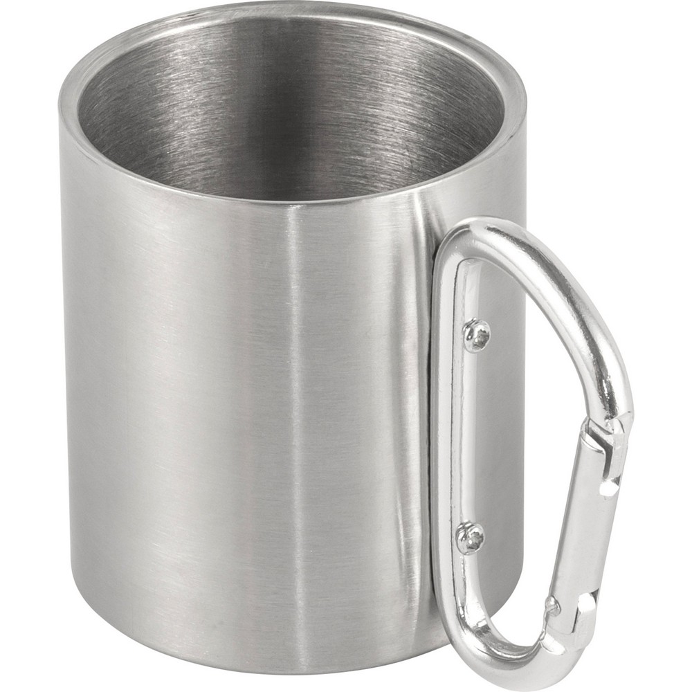 Metalowy kubek 185 ml z karabińczykiem Srebrny V0646-32 