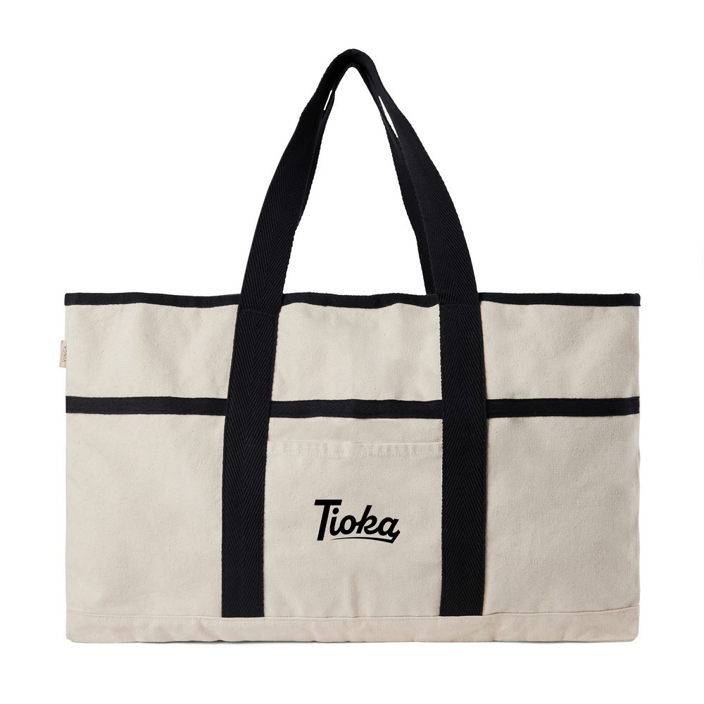 Torba plażowa VINGA Volonne AWARE™, płótno z recyklingu Czarny VG537-02 (1)
