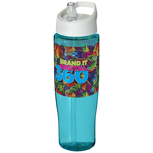 Bidon H2O Tempo® o pojemności 700 ml z wieczkiem z słomką Turkusowy niebieski-Biały 21004413 (1)