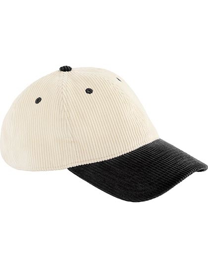Sztruksowa czapka z kontrastowym daszkiem Natural / Black CB690-1398367 