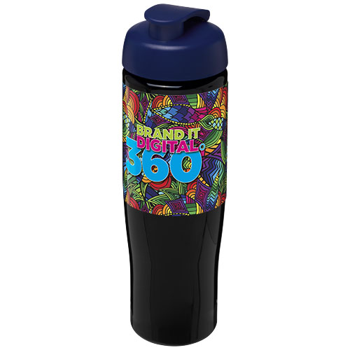 Bidon H2O Tempo® o pojemności 700 ml z wieczkiem zaciskowym Czarny-Niebieski 21004013 (1)