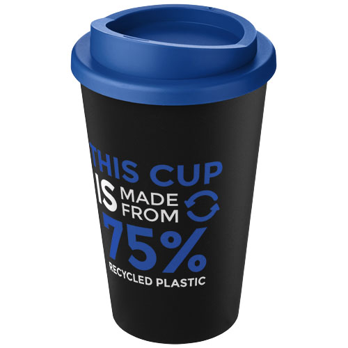 Kubek Americano Eco z recyklingu o pojemności 350 ml Czarny-Środkowy niebieski 21042207 (1)