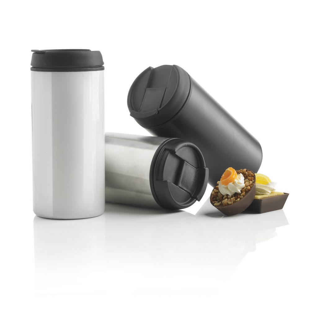 Kubek podróżny 300 ml Metro ze stali nierdzewnej z recyklingu Srebrny P435.042 (2)