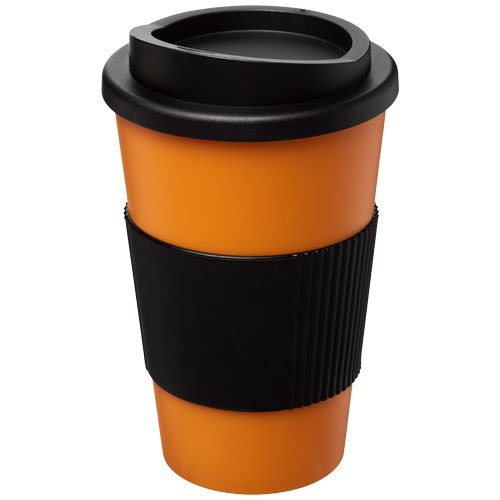 Kubek termiczny z serii Americano® o pojemności 350 ml z uchwytem Pomarańczowy-Czarny 21000222 