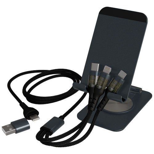 SCX.design O32 składany stojak na telefon z kablem do ładowania 3 w 1 Metaliczny grafitowy 1PX16182 (2)
