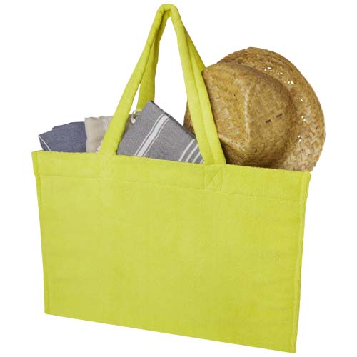 Torba plażowa Siam z materiału frotte z recyklingu GRS, o pojemności 13 l Limonkowy 12075263 (3)