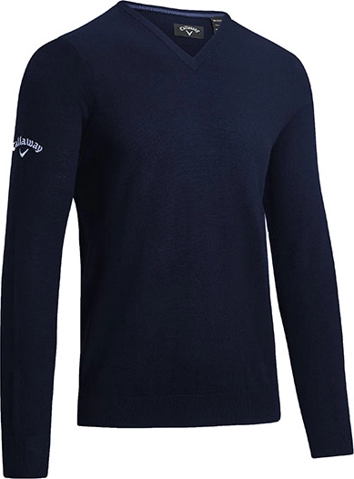 Sweter Męski Dekolt V Welniany Sportowy Dark Navy CW353-806391 
