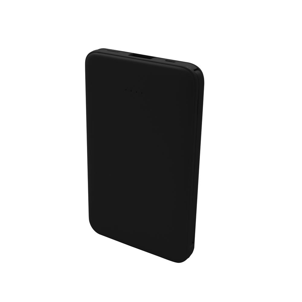 Power bank 5000 mAh ze zintegrowanymi kablami, adapter w komplecie | Presley Czarny V0905-03 (5)