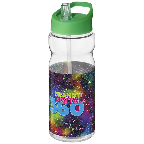 Bidon H2O Base® o pojemności 650 ml z wieczkiem z słomką Przezroczysty-Zielony 21004917 (1)