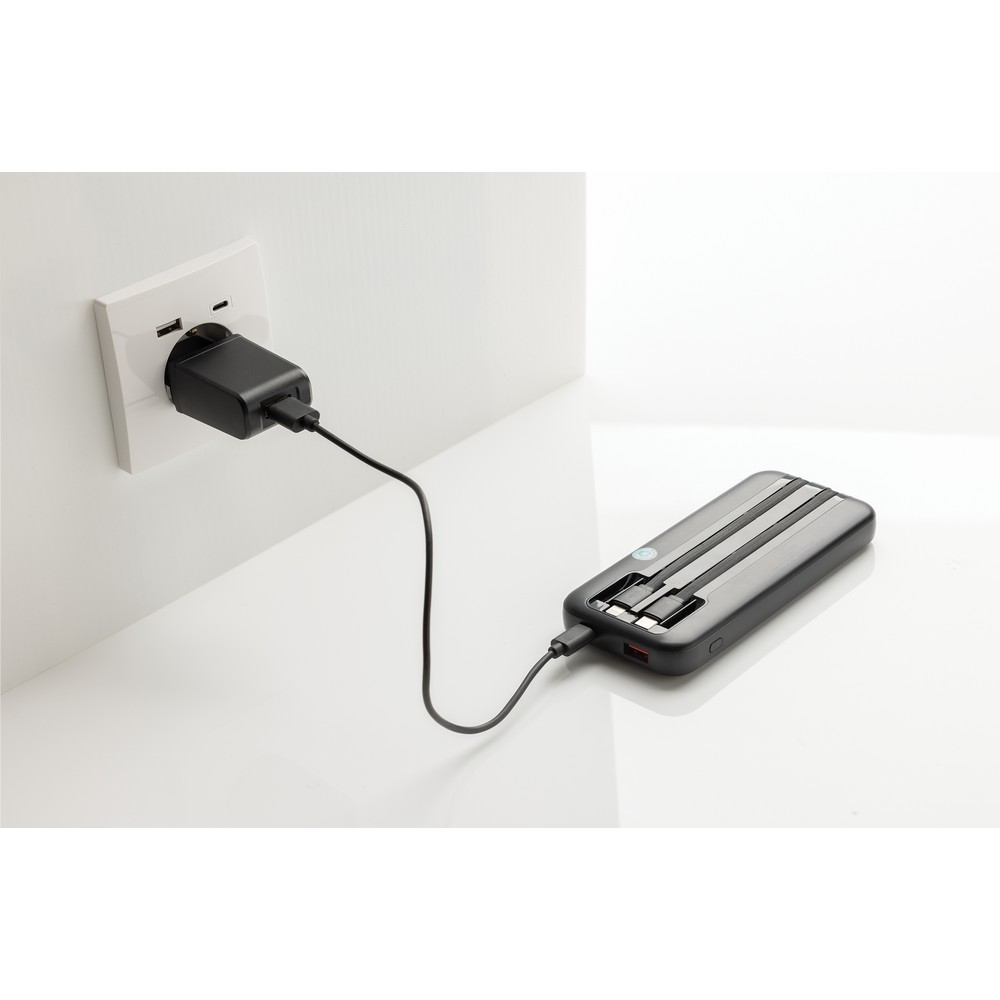 Power bank 10000 mAh ze zintegrowanymi kablami Turbopack Czarny P322.5801 (7)