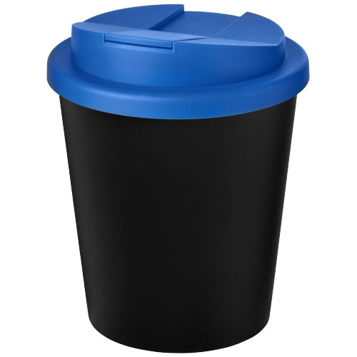 Kubek Americano® Espresso Eco z recyklingu o pojemności 250 ml z pokrywą odporną na zalanie  Czarny-Środkowy niebieski 21045506 
