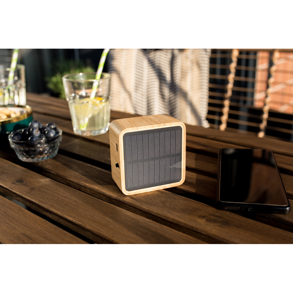 Bambusowy głośnik bezprzewodowy 3W B'RIGHT, panel słoneczny | Androwe Drewno V2240-17 (10)