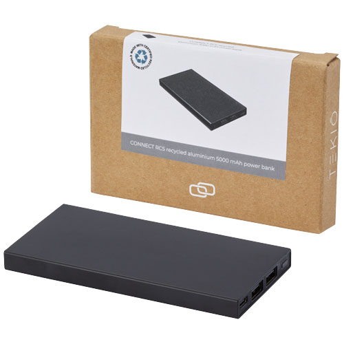 Gadżet reklamowy - Connect powerbank o pojemności 5000 mAh z aluminium RCS pochodzącego z recyklingu