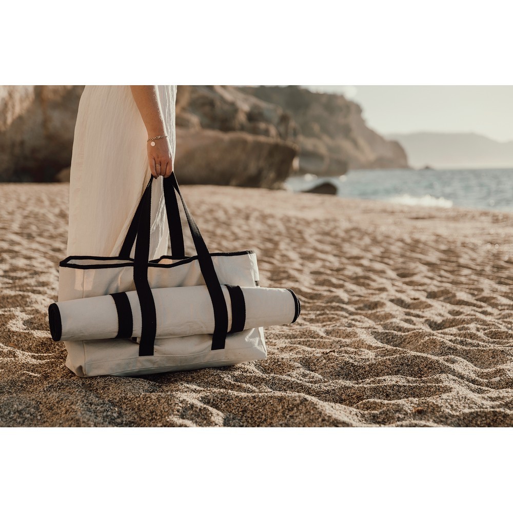 Torba plażowa VINGA Volonne AWARE™, płótno z recyklingu Czarny VG537-02 (2)