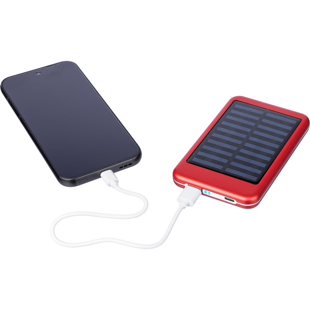 Power bank 4000 mAh z ładowarką słoneczną Czerwony VA274-05 (5)
