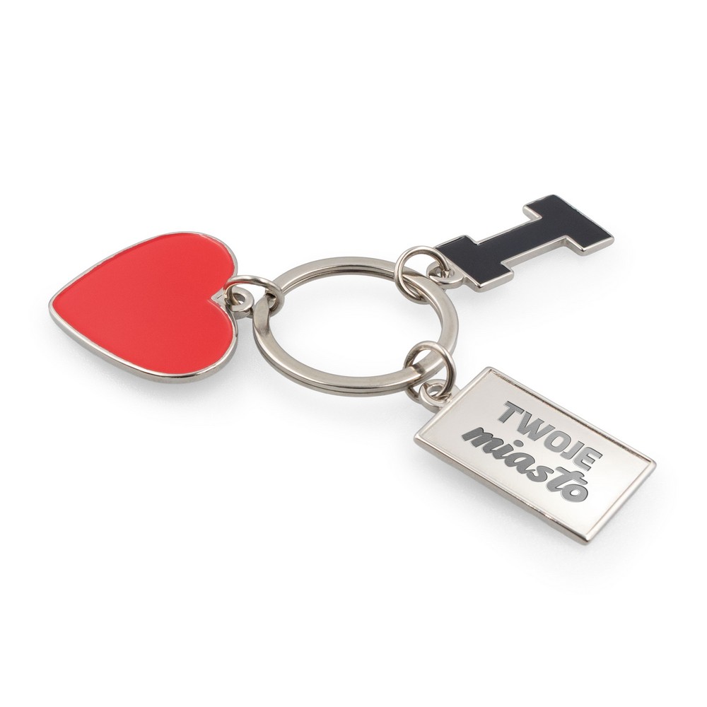 Brelok do kluczy "serce" I love…, z metalową plakietką | Lydus Srebrny VA093-32 