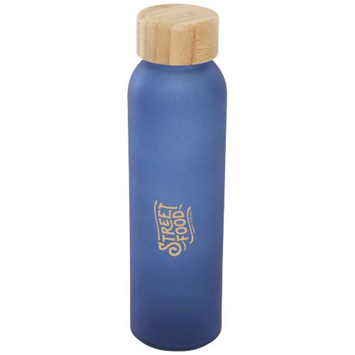 Matowa butelka ze szkła sodowo-wapniowego Lume 500 ml z zakrętką bambusową   Oceaniczny niebieski 10083053 (1)
